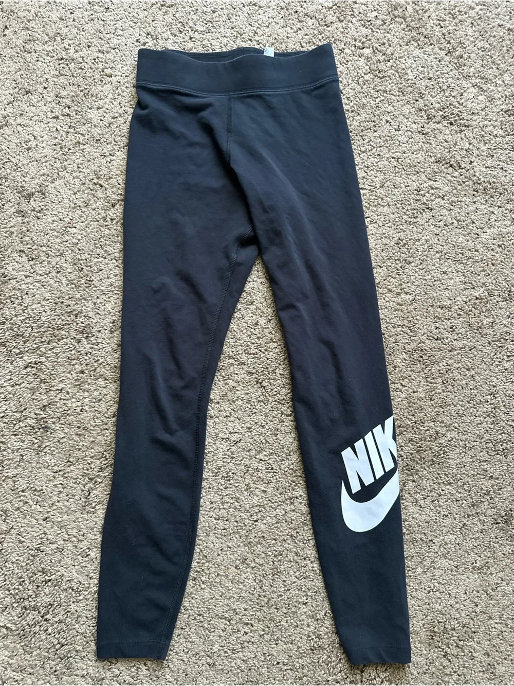 Nike Black Leggings with White Swoosh Logo women